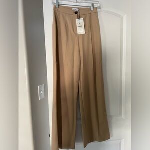 Bershka high rise wide leg tailored pants in beige, size 4 new with tags